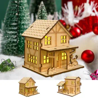 Village Houses For Christmas Rustic Cottage Building Model DIY Crafts Wooden Mi-cro Landscape Cabin With LED Lights Home Decor