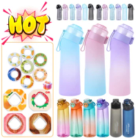 Flavored Water Bottle with 7 Flavour Pods Air Water Up Bottle Frosted 650ml Air Starter Up Set Water Cup for Camping Fishing