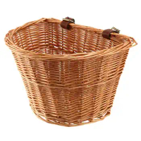 Retro, Handmade, Wicker Bicycle Front Basket with Leather Straps