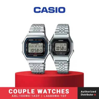 Jam Tangan Digital Couple Casio ABL-100WE-1ADF & LA680WA-1DF Original Stainless Steel Strap