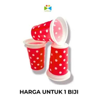 [1 BIJI] Cup Plastik 200ml / Cup Plastik Motif Polkadot / Cup Plastik Motif Bola Merah dan Bola Puti