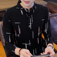 襯衫領秋衣純棉polo衫男士上衣服2021秋季韓版男裝潮牌長袖t恤男