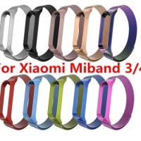100pcs Strap For Xiaomi Mi Band 4 3 Strap For Xiaomi Miband 3 Bracelet For Xiaomi Mi Band 4 Magnet Metal Stainless Steel