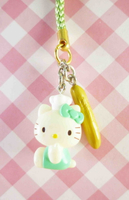 【震撼精品百貨】Hello Kitty 凱蒂貓 限定版手機吊飾-法國麵包(側坐綠) 震撼日式精品百貨