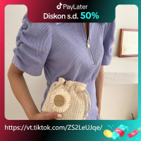 Tas Anyaman Jerami Mini Premium Lucu Motif Bungan Matahari Tali Serut Tas Wanita Diamond Bagmaker Se