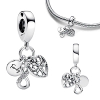 Family Infinity Triple Dangle Charm Silver Plated Fit Pandora Charms Silver 925 Original Bracelet for Jewelry Making