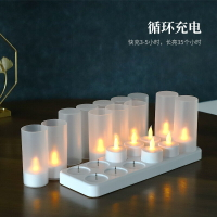 【2023新款】新款BSCI充電遙控定時小電子蠟燭茶蠟燈仿真LED12座充電蠟燭燈