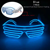 Sound Control el Glasses EL Wire Neon LED Light Up Shutter Shaped Glow Glasses Rave Costume Party DJ Accessies