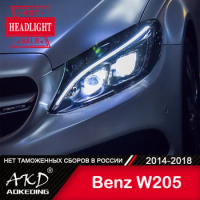 AKD For Benz W205 Head Lamp C260 C300 2014-2018 DRL H7 LED Bi Xenon Bulb Assembly Upgrade Dynamic Signal Auto Accessories