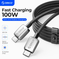 ORICO 100W PD USB C Cable 5A Fast Charging Cord Type C Nylon Braid for MacBook Pro iPad Pro Air Samsung Galaxy Laptop iPhone15