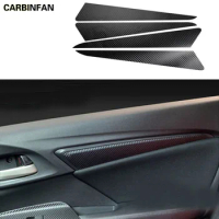 4pcs/set Carbon fiber stickers Door Interior Pane decorative Film Sticker Car Stylings For Honda FIT Jazz GK5 3rd 2014-2018