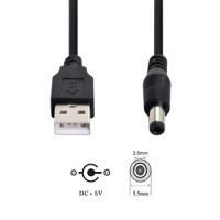 Power Cable USB 2.0 to DC 5.5mm x 2.1mm 1.0M 2A Support 5V or 12V Charger Connector Cable for Table lamp Tablet MP3 MP4