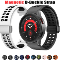 Magnetic D-Buckle Strap for Samsung Galaxy Watch 4 5 44mm 40mm/4 Classic 46mm 42mm Silicone Sport Galaxy Watch 5 Pro 45mm Band