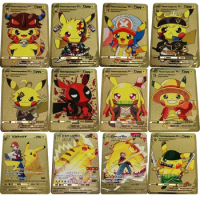 Pikachu 37 Styles New Mewtwo GX MEGA Gold Metal Card Super Game Collection Anime Cards Toys for Children Christmas Gift
