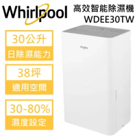 【可申請補助$1200】Whirlpool 惠而浦 30公升 高效第六感智能除濕機 WDEE30TW 台灣公司貨