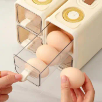 Egg Carton for Refrigerator Drawer Organizer Egg Crisper Frozen Egg Tray Food Grade Kitchen Household Egg Carton Double Layer