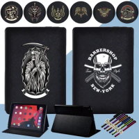 Flip Tablet Case for Apple IPad 7th 8th Gen 10.2" Air 3 Pro 10.5 inch Funda iPad 2021 9th Cases Skull Series Stand Cover+Stylus