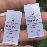500PCS Made in Italy Care Label Custom your text 2.5 * 5 cm Only dry washing Print Satin Labels