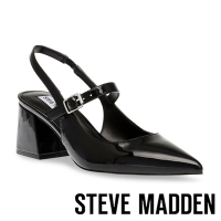 STEVE MADDEN-BRISTLY 尖頭前包繞踝粗跟鞋-鏡黑色