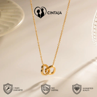 Kalung Gesper Ganda Cinta Sederhana Gaya Korea Kalung Cincin Ganda Hati Ke Hati Wanita Perhiasan Ser