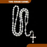 ROSARIO KALUNG PAREL PUTIH / KALUNG ROSARIO MUTIARA SINTETIS / ROSARIO KATOLIK / SALIB ROSARIO