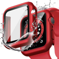 Glass+Matte Watch Cover for Apple Watch Case 45mm 41mm 44mm 40mm 42mm 38mm Bumper+Screen Protector iWatch Series 9 8 7 SE 6 5 3