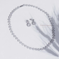 Éclat & Garnet - MOONLIGHT BRIDAL SET Perhiasan Zircon Premium Rhodium with 18K Gold Plating Set Per