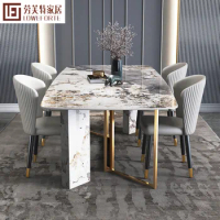 Light Luxury Rock Board Dining Table Marble Modern Model Room Dining Table Chair Combination Dining Table