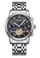 Mark Fairwhale MarkFairwhale®中性不銹鋼計時碼石英表，黑色錶盤，41mm，鋼手鐲