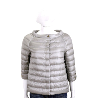 HERNO 灰銀色七分袖短版絎縫設計羽絨外套