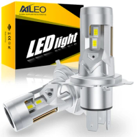 AILEO 2Pcs H7 H4 LED Headlight Bulb H11 H8 9005 HB3 9003 HB2 9012 60W Super Bright Turbo Fan 6000K 36000LM CSP Mini Nonpolarit