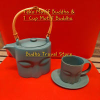 Teko Motif Buddha & Cangkir Budha Tea Pot Cup Buddha Face Elegant