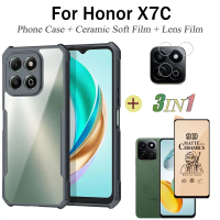 เคสโทรศัพท์ 3IN1 สำหรับ Honor X7C กระจกนิรภัย เซรามิก ฟิล์มอ่อน + ฟิล์มเลนส์กล้อง เคสอะคริลิคใสสำหรั