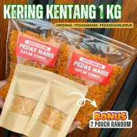 [BONUS 2pouch KENTANG RANDOM] 1 KG Kering Kentang Mustofa Cemilan Viral Pedas Daun Jeruk Original by