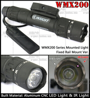 WMX200 LED強光照明+IR紅外夜視照明導軌版戰術電筒手電頭盔燈黑