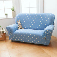 格藍傢飾-雪花甜心涼感彈性沙發套3人座-蘇打藍