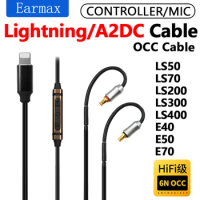 For Lightning Apple Iphone 13 14 15 USB-C TYPE-C to Audio Technica LS50 LS70 LS200 LS300 E40 E50 A2DC Earphone Replaceable Cable