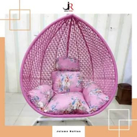 ZS - Ayunan Gantung Rotan Sintetis Tanpa Tiang Pink