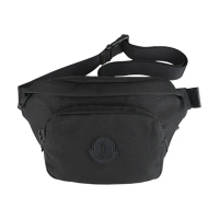 【MONCLER】MONCLER Durance立體橡膠LOGO防潑水尼龍拉鍊式腰包(黑)