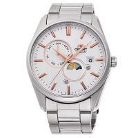 ORIENT 東方錶 官方授權 男 SUN&amp;MOON系列 日月相鋼帶機械腕錶-41.5mm(RA-AK0306S)