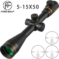 FIRE WOLF 5-15X50 FFP Hunting Optical sight Riflescope Cross Side Parallax Tactical Rifle Scope For Airsoft Sniper Rifle