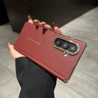 Plating PU Business Leather Phone Case for Samsung Z Fold 7 6 5 4 Luxury Matte Shockproof Full Body 