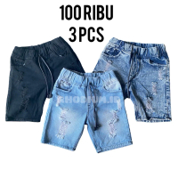 RHODIUM 3 pcs celana jeans pendek sobek anak laki-laki usia 1-12 tahun matt jeans 10 oz