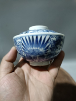 日本回流瓷器古董清代老青花蓋碗茶碗清代老瓷器真品。明治時期老1250