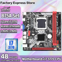 JINGSHA B75 LGA 1155 ITX Motherboard Kit With Core i7 3770 Processor DDR3 PC Memory B75 placa mae Set Support WIFI NVME M.2 B75A
