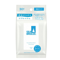 SEA BREEZE臉&身體兩用 涼感濕巾30入_無香