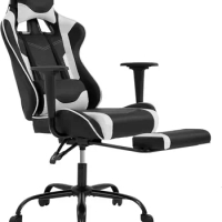 Ergonomic Office, PC Gaming Chair Cheap Desk Chair Executive PU Leather Computer Chair Lumbar Support with Footrest Modern