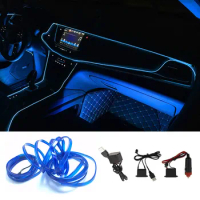 1M/2M/3M/5M Car LED Interior Strip Light EL Wire Cold Light Flexible Neon Accessories Tube Rope For Decoration DIY Lamp
