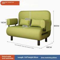 伸縮折疊沙發床（小戶型/陽台兩用）（草綠色120cm_單座）#YH21_01039 
