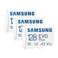 三入組【SAMSUNG 三星】EVO Plus microSDXC U3 A2 V30 128GB記憶卡 公司貨(2024新版 讀取最高160MB/s)